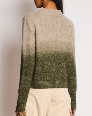 Christian Dior Beige and Green Ombre With Gold Shimmery Jumper Size 38 (UK 10)