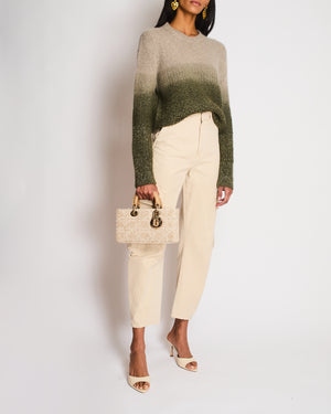 Christian Dior Beige and Green Ombre With Gold Shimmery Jumper Size 38 (UK 10)