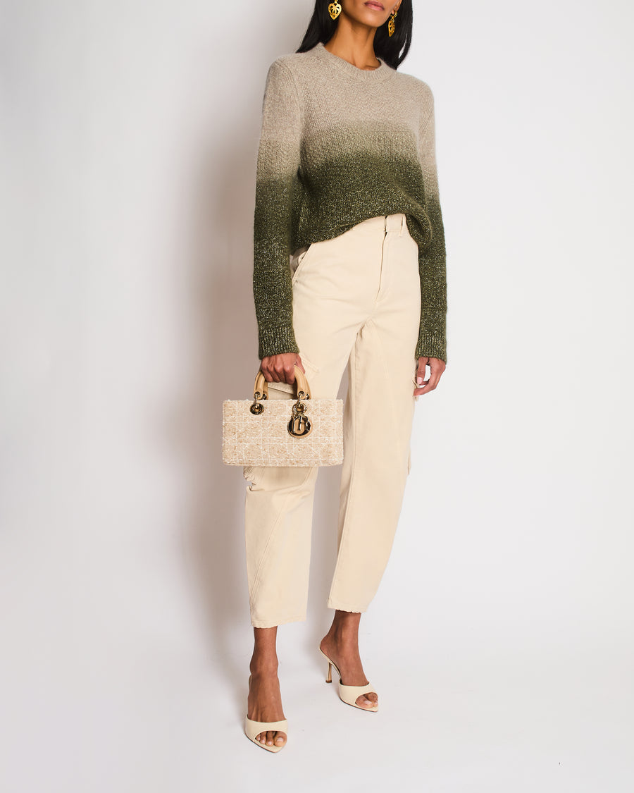 Christian Dior Beige and Green Ombre With Gold Shimmery Jumper Size 38 (UK 10)