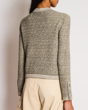 Chanel Fall-Winter 25/B Grey Knitted Button Down Cardigan with CC Logo Detail Size FR 36 (UK 8)