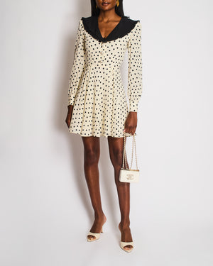Alessandra Rich Cream Polka-Dot Long Sleeve Mini Dress Size IT 38 (UK 6)