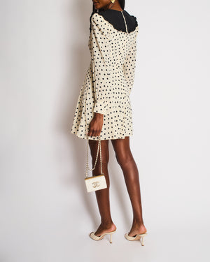 Alessandra Rich Cream Polka-Dot Long Sleeve Mini Dress Size IT 38 (UK 6)