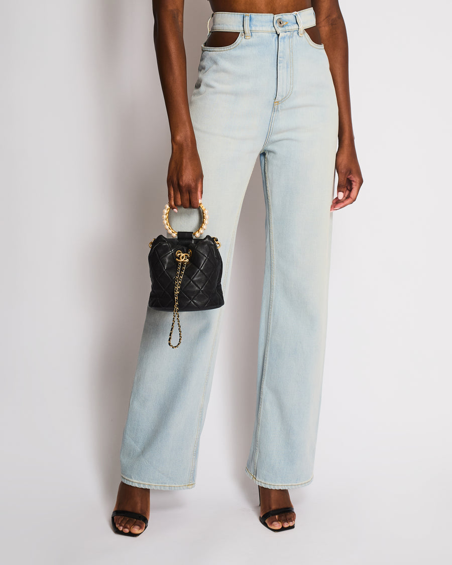 Maison Martin Margiela Light Blue Jeans With Cut-Out Waistband Size IT 38 (UK 6)