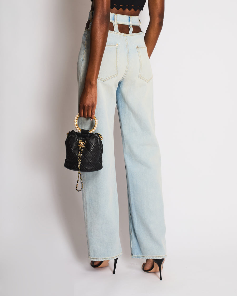 Maison Martin Margiela Light Blue Jeans With Cut-Out Waistband Size IT 38 (UK 6)