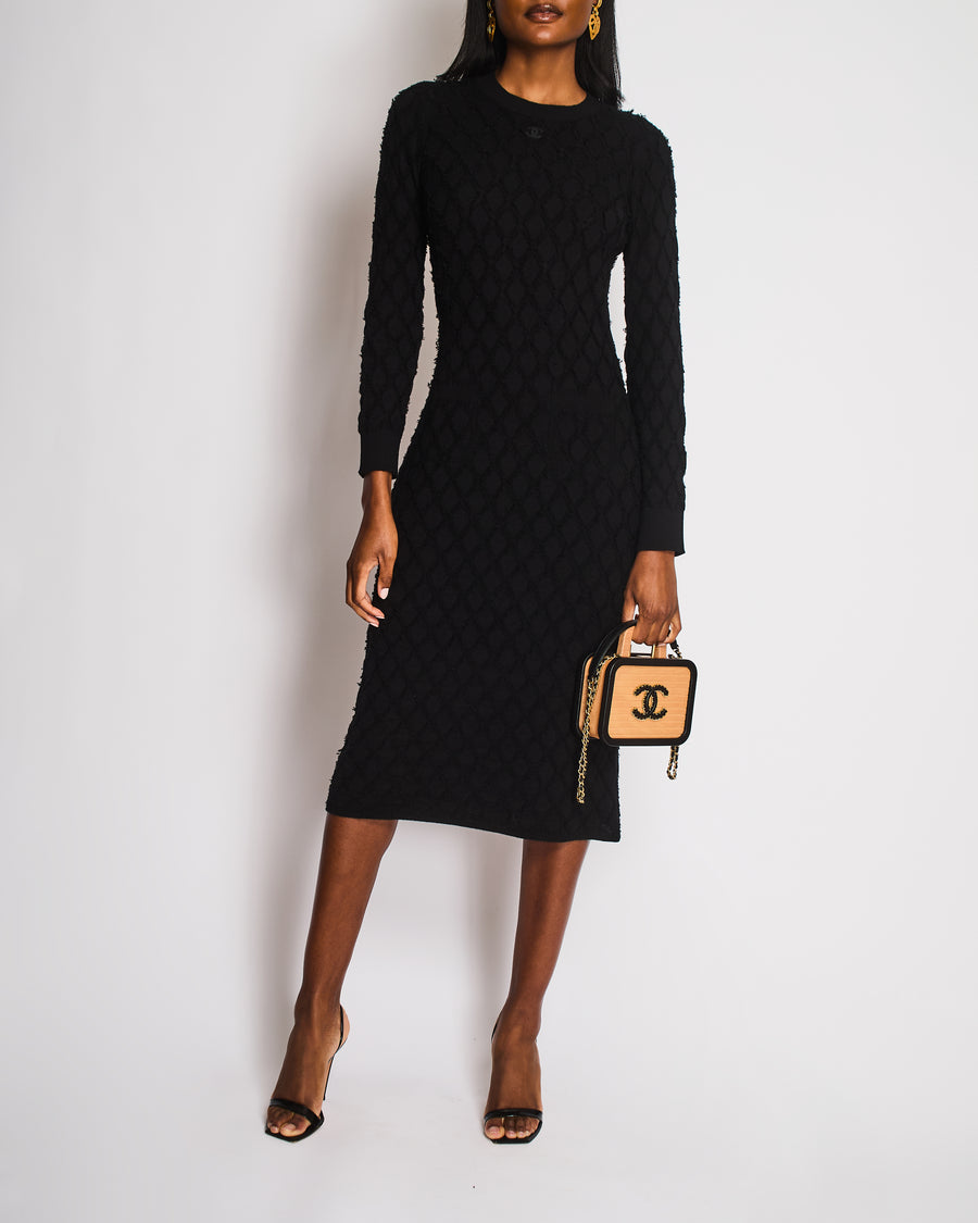 long sleeve black chanel dress Long dress - Mixed fibers, black Fashion