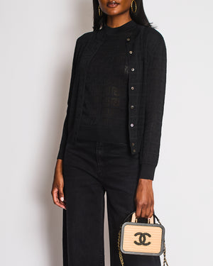 Hermès Black Knitted Top with Matching Cardigan Size FR 36/38 (UK 8/10)