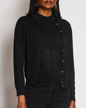 Hermès Black Knitted Top with Matching Cardigan Size FR 36/38 (UK 8/10)