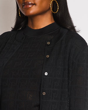 Hermès Black Knitted Top with Matching Cardigan Size FR 36/38 (UK 8/10)