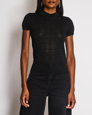 Hermès Black Knitted Top with Matching Cardigan Size FR 36/38 (UK 8/10)