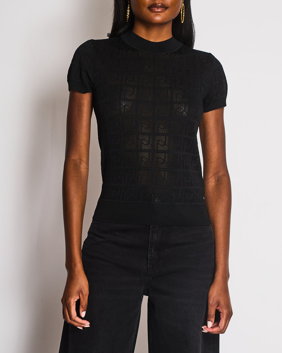 Hermès Black Knitted Top with Matching Cardigan Size FR 36/38 (UK 8/10)