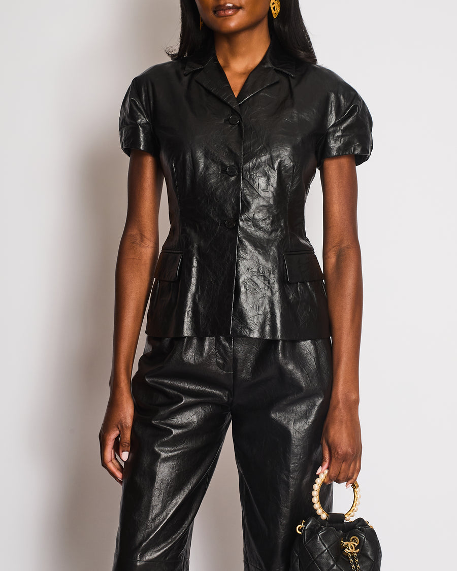 Christian Dior Black Short Sleeve Bar Jacket with Matching Trouser Set Size FR 36/38 (UK 8/10)