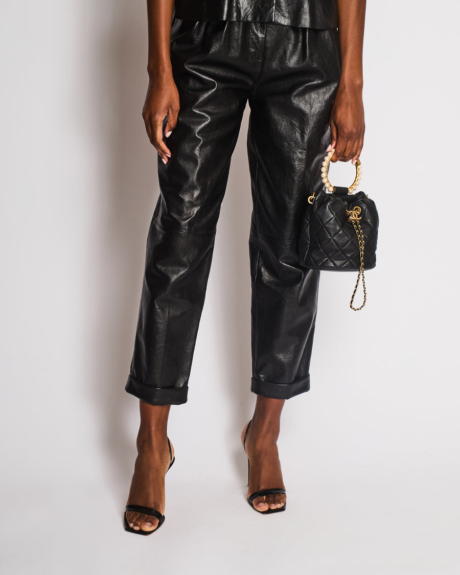 Christian Dior Black Short Sleeve Bar Jacket with Matching Trouser Set Size FR 36/38 (UK 8/10)