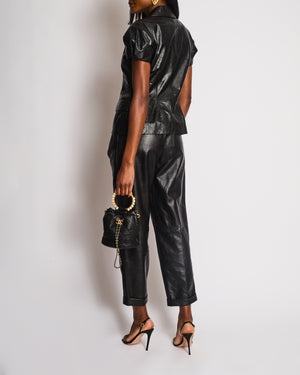 Christian Dior Black Short Sleeve Bar Jacket with Matching Trouser Set Size FR 36/38 (UK 8/10)