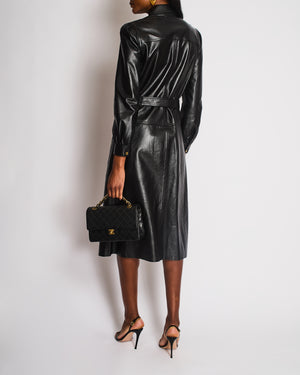 Celine Black Long Sleeve Maxi Dress with Triomphe Logo Pocket Detail Size FR 38 (UK 10)