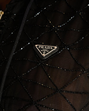 Prada Black Sleeveless Mini Dress with Logo Plaque and Hood Detail Size IT 40 (UK 8)