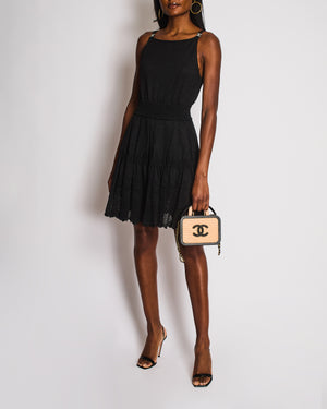 Chanel 20/S Black Sleeveless Knitted Midi Dress with CC Diamante Detail Size FR 38 (UK 10)