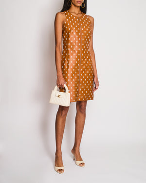 Hermès Brown Sleeveless Chain d'ancre Leather Dress with Zip Detail Size FR 38 (UK 10)