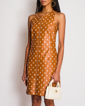 Herms Brown Sleeveless Chain d'ancre Leather Dress with Zip Detail Si   Sellier