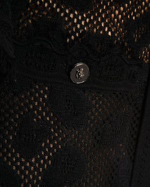 Chanel 22/P Black Long Sleeve Knitted Leopard Print Dress with Pocket Detail Size FR 36 (UK 8)