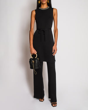 Christian Dior Black Sleeveless Top with Embellished Neckline and Matching Trouser Size FR 36/40 (UK 8/12)