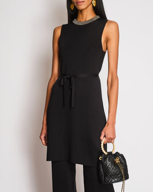 Christian Dior Black Sleeveless Top with Embellished Neckline and Matching Trouser Size FR 36/40 (UK 8/12)