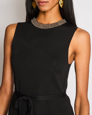 Christian Dior Black Sleeveless Top with Embellished Neckline and Matching Trouser Size FR 36/40 (UK 8/12)
