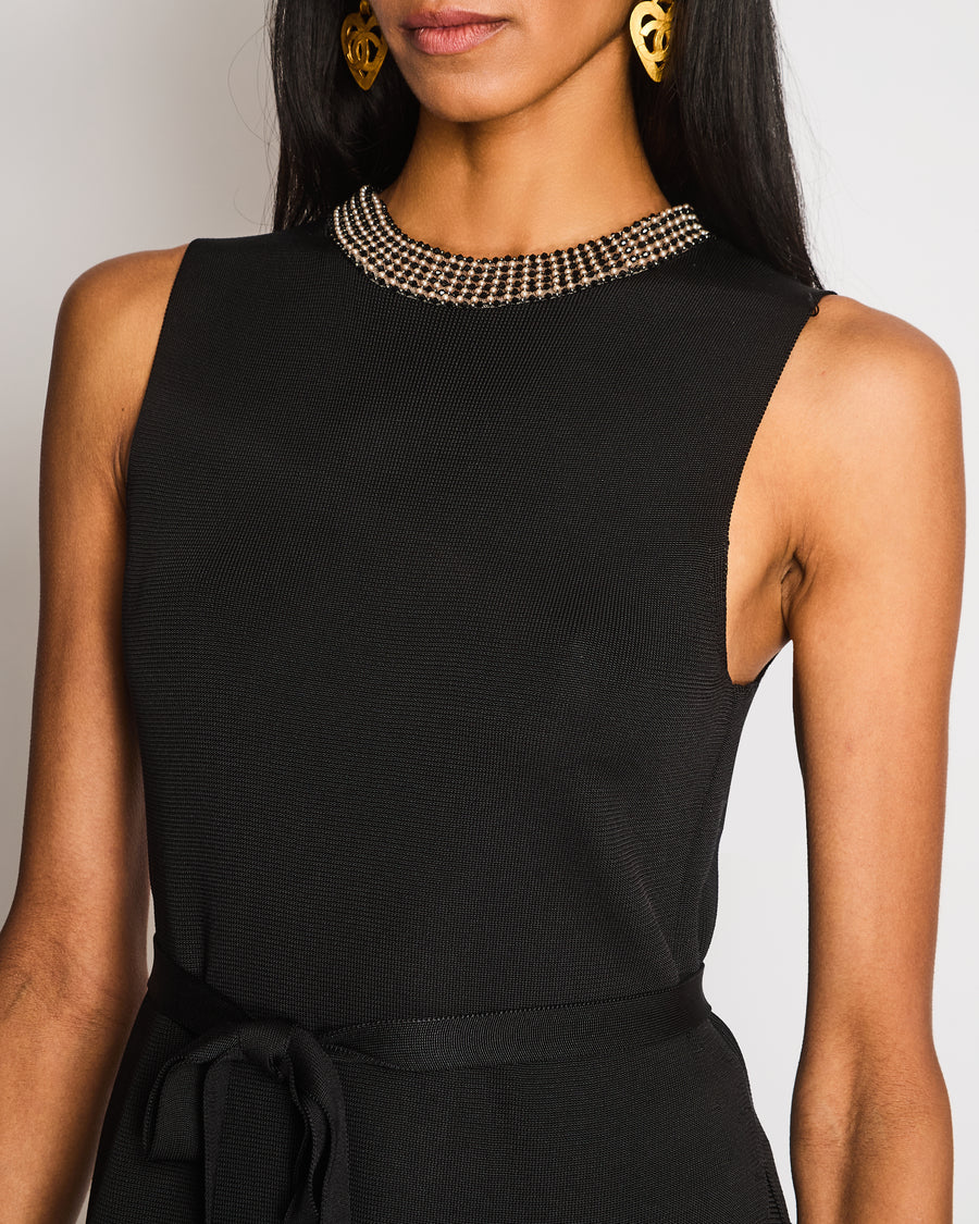 Christian Dior Black Sleeveless Top with Embellished Neckline and Matching Trouser Size FR 36/40 (UK 8/12)