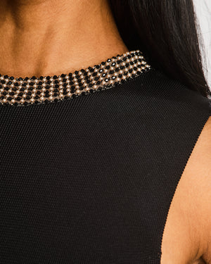 Christian Dior Black Sleeveless Top with Embellished Neckline and Matching Trouser Size FR 36/40 (UK 8/12)