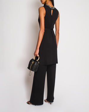 Christian Dior Black Sleeveless Top with Embellished Neckline and Matching Trouser Size FR 36/40 (UK 8/12)