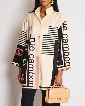 Chanel 21/S Ivory 31 Rue Cambon Stripe Panelled Long Sleeve Dress Size FR 36 (UK 8)