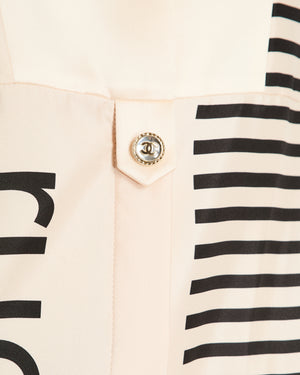 Chanel 21/S Ivory 31 Rue Cambon Stripe Panelled Long Sleeve Dress Size FR 36 (UK 8)