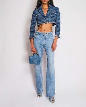 Chanel By Mattheiu Blazy Blue Stone Wash Straight-Leg Jeans with CC Turnlock Detail Size FR 36 (UK 8)