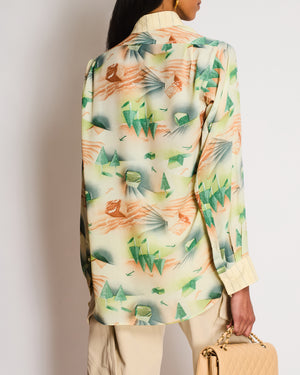 Loewe Green Forest Logo Print Button Down Shirt Size S (UK 8)