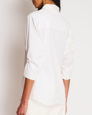 Christian Dior White Button Down Embellished Shirt with Ruched Arm Detail Size FR 40 (UK 12)