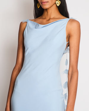Cult Gaia Pastel Blue Backless Maxi Dress with Beaded Petal Detail Siz Sellier Cult Gaia Pastel Blue Backless Maxi Dress with Beaded Petal Detail Siz Sellier