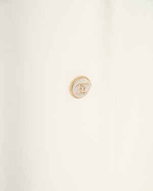 Chanel White Single Breasted Coat with Buckle Closure and CC Logo Button Detail Size FR 36 (UK 8)