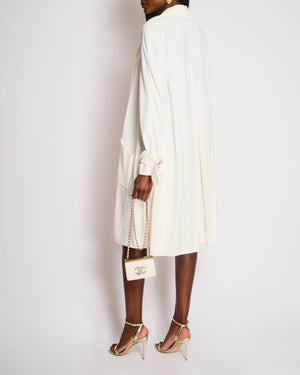 Chanel White Single Breasted Coat with Buckle Closure and CC Logo Button Detail Size FR 36 (UK 8)