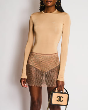 Prada Beige Bodysuit with Logo Detail Size XS (UK 6)