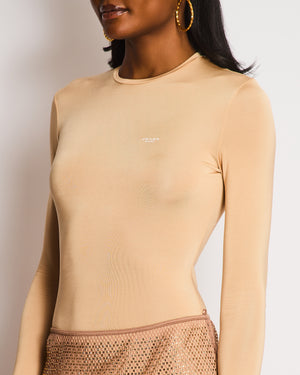Prada Beige Bodysuit with Logo Detail Size XS (UK 6)