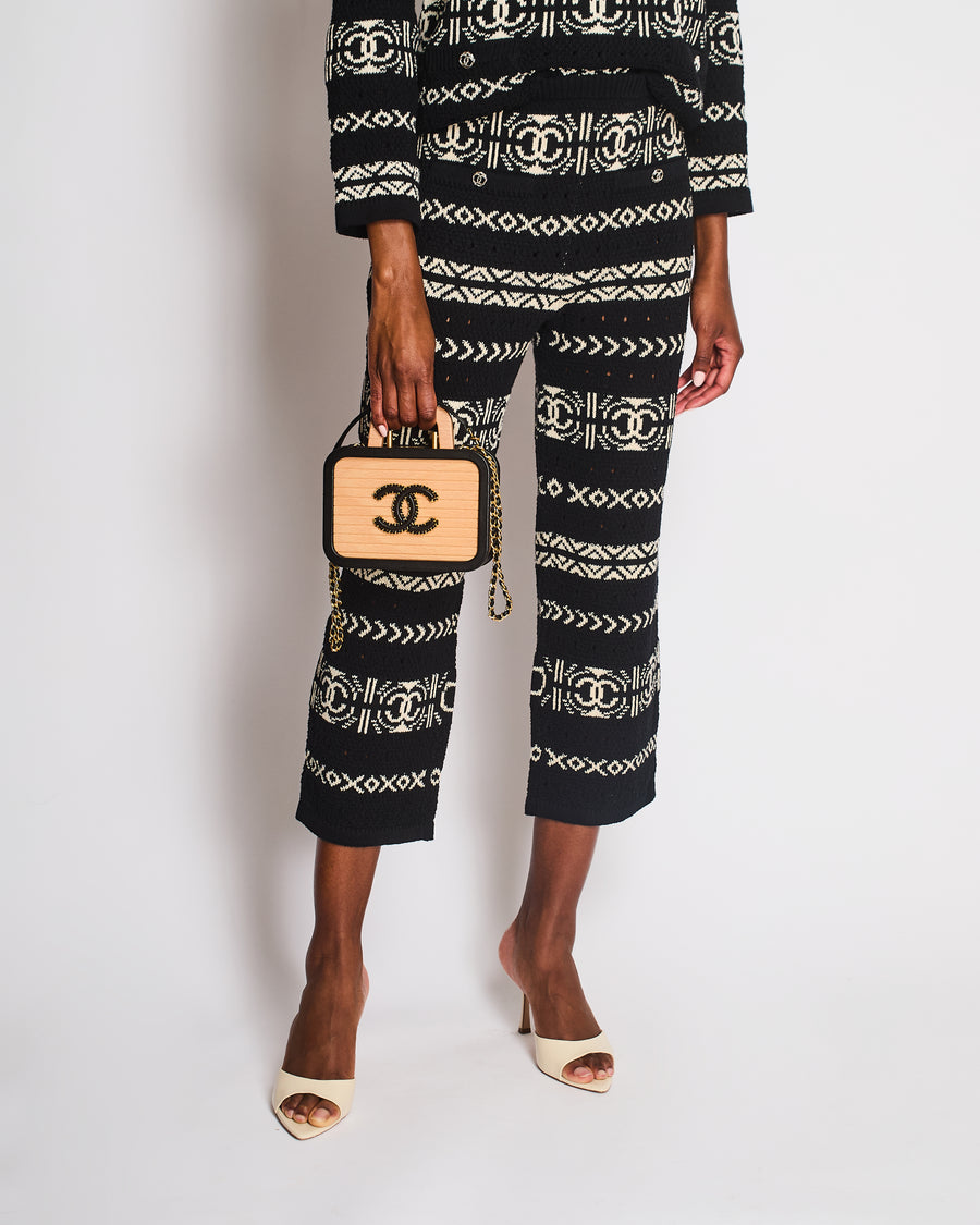 Chanel Black Crochet CC Culottes with Logo Button Detail Size FR 40 (UK 12)
