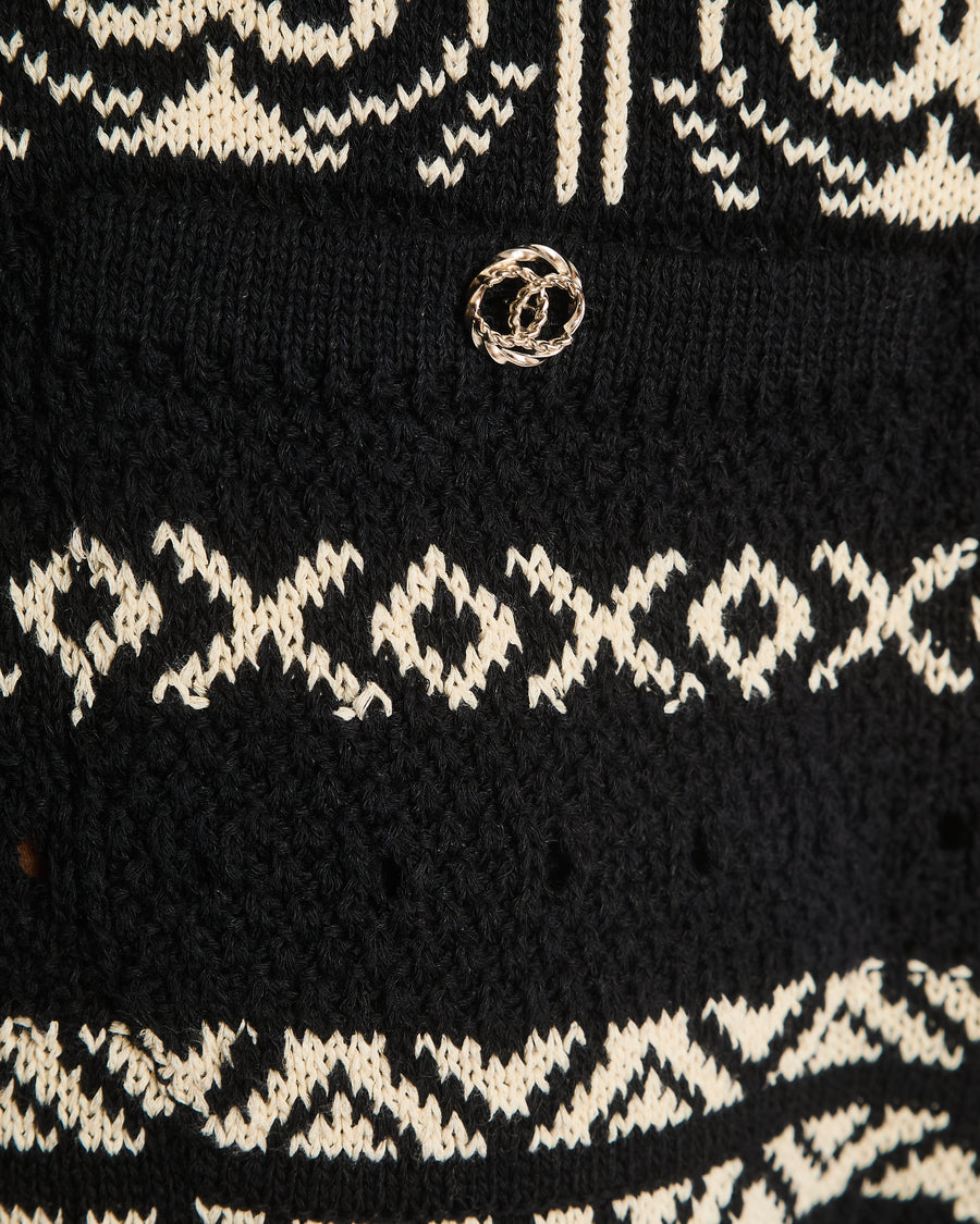 Chanel Black Crochet CC Culottes with Logo Button Detail Size FR 40 (UK 12)
