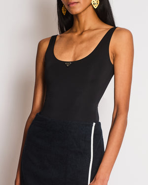Prada Black Bodysuit with Logo Plaque Detail Size IT 36 (UK 4)