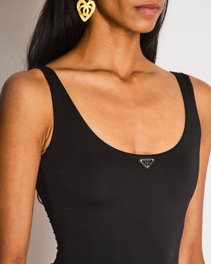 Prada Black Bodysuit with Logo Plaque Detail Size IT 36 (UK 4)
