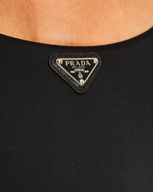 Prada Black Bodysuit with Logo Plaque Detail Size IT 36 (UK 4)