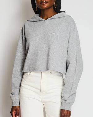 Miu Miu Grey Long Sleeve Logo Cropped Jumper Size XS (UK 6)