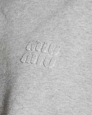 Miu Miu Grey Long Sleeve Logo Cropped Jumper Size XS (UK 6)