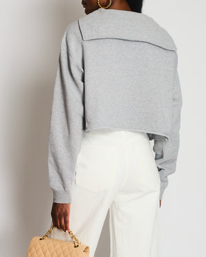 Miu Miu Grey Long Sleeve Logo Cropped Jumper Size XS (UK 6)