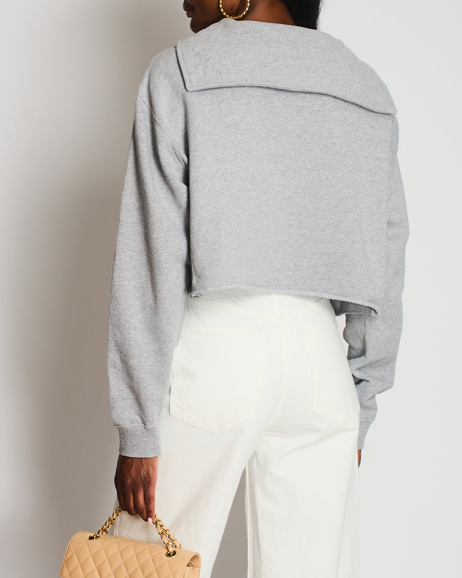 Miu Miu Grey Long Sleeve Logo Cropped Jumper Size XS (UK 6)