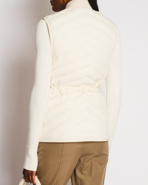 Hermès White Chevron Quilted Gilet with Logo Detail Size FR 34 (UK 6)