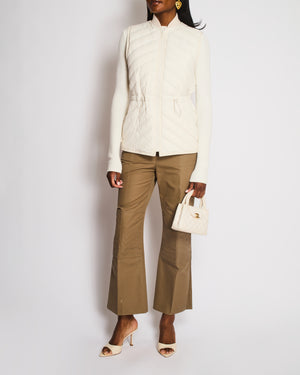 Hermès White Chevron Quilted Gilet with Logo Detail Size FR 34 (UK 6)